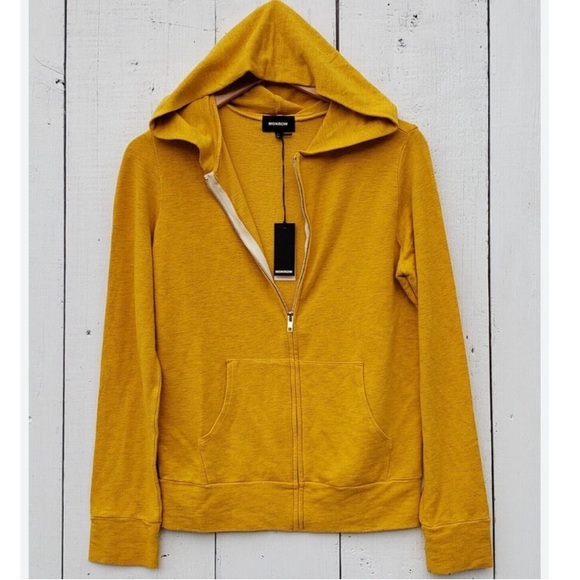 Monrow Tops - Monrow SuperSoft Long Sleeve Full Zip Lounge Spicy Mustard Medium NWT